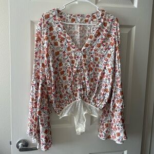 Free People bell-sleeve bodysuit